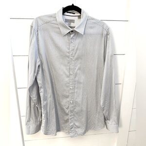 TED BAKER men blue-white patterned button cotton career casual luxury shirt 4